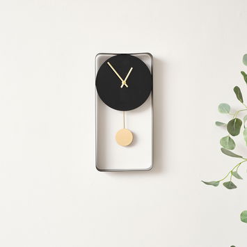 Black Metal Pendulum Wall Clock 41cm