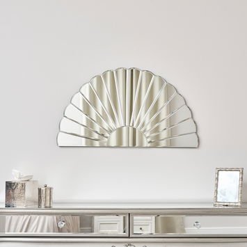 Frameless Arched Art Deco Wall Mirror 88cm x 45cm