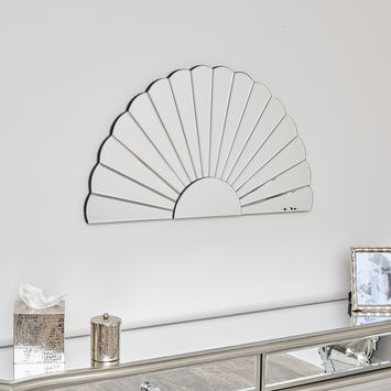 Frameless Arched Art Deco Wall Mirror 88cm x 45cm