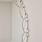 Frameless Oval Floral Art Deco Wall Mirror 80cm x 49cm