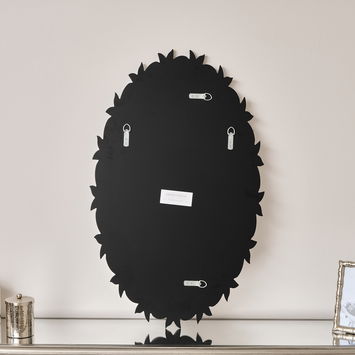 Frameless Oval Floral Art Deco Wall Mirror 80cm x 49cm
