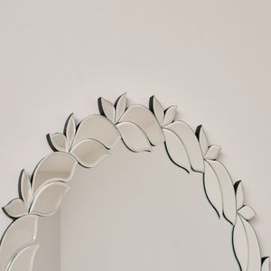 Frameless Oval Floral Art Deco Wall Mirror 80cm x 49cm