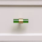 Gold & Green Acrylic T-Bar Shaped Drawer Handle