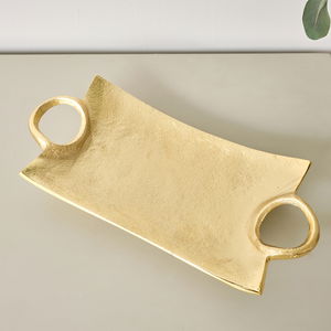 Gold Metal Curved Trinket Tray With Handles - 32cm