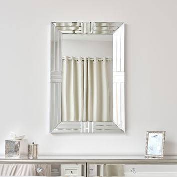 Large Frameless Bevelled Rectangular Wall Mirror 60cm x 90cm