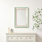 Large Frameless Green & Pink Glass Rectangular Wall Mirror 60cm x 90cm