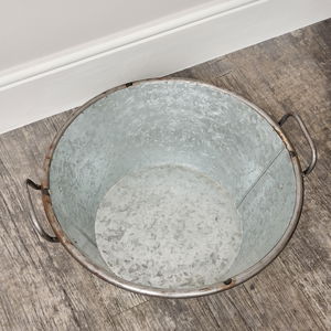 Large Silver Galvanised Metal Trough Planter Pot - 55cm