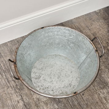 Large Silver Galvanised Metal Trough Planter Pot - 55cm