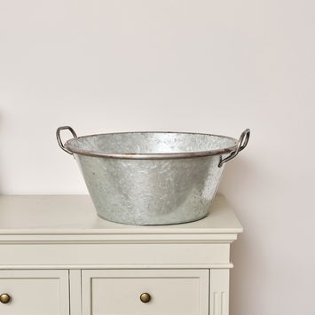 Large Silver Galvanised Metal Trough Planter Pot - 55cm