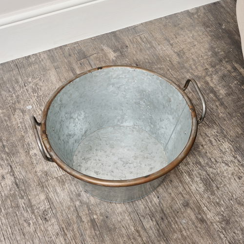 Medium Silver Galvanised Metal Trough Planter Pot - 40cm