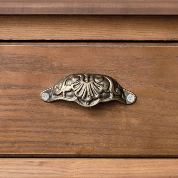 Ornate Brass Patterned Cup Pull Handle