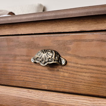 Ornate Brass Patterned Cup Pull Handle