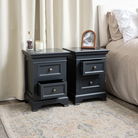 Pair of Black Two Drawer Bedside Tables - Daventry Black Range