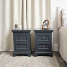 Pair of Black Two Drawer Bedside Tables - Daventry Black Range