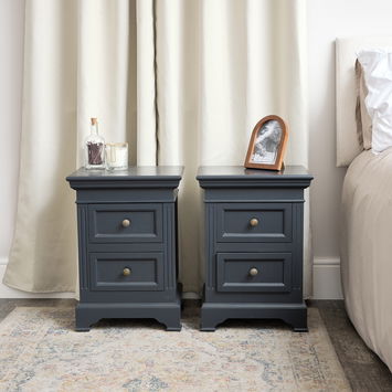 Pair of Black Two Drawer Bedside Tables - Daventry Black Range