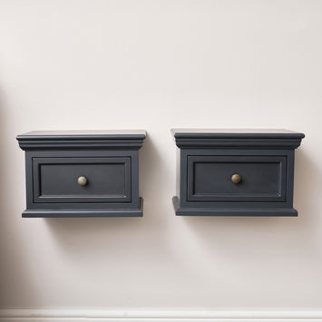 Pair of Black Wall Mounted Bedside Tables - Daventry Black Range