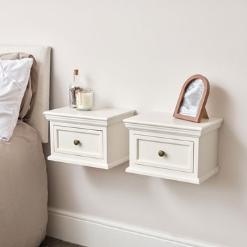 Pair of Ivory Wall Mounted Bedside Tables - Daventry Ivory Range