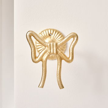 Set of 2 Gold Metal Bow Curtain Tie Backs