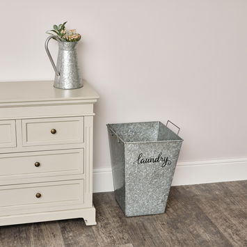 Silver Glavanised Metal Storage / Laundry Basket - 50cm