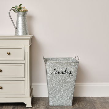Silver Glavanised Metal Storage / Laundry Basket - 50cm