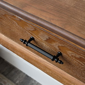 Small Black Ribbed Metal Bar Pull Handle 15cm