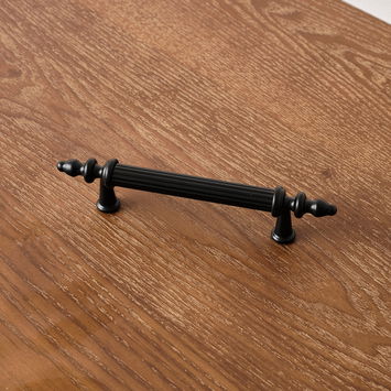 Small Black Ribbed Metal Bar Pull Handle 15cm