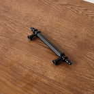 Small Black Ribbed Metal Bar Pull Handle 15cm