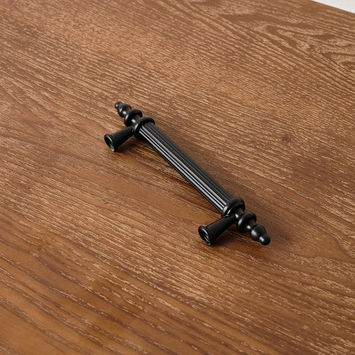 Small Black Ribbed Metal Bar Pull Handle 15cm