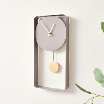 Taupe Metal Pendulum Wall Clock 41cm