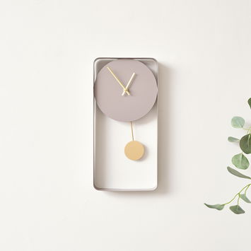 Taupe Metal Pendulum Wall Clock 41cm