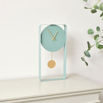 Teal Blue Metal Pendulum Wall Clock 41cm