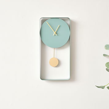 Teal Blue Metal Pendulum Wall Clock 41cm