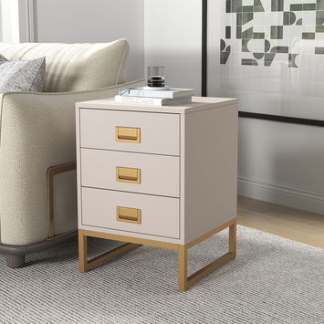 Large 2 Drawer Dressing Table and Pair of 3 Drawer Bedside Tables - Elle Stone Range