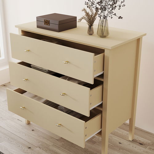 Large 3 Drawer Chest of Drawers - Abbey Cream Range