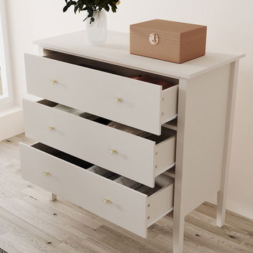 Large 3 Drawer Chest of Drawers - Abbey Pale Ivory Range