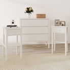 Large 3 Drawer Chest of Drawers and Pair of Bedside Tables - Abbey Pale Ivory Range