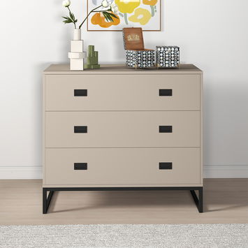 Large 3 Drawer Chest of Drawers and Pair of Bedside Tables - Elle Black Stone Range