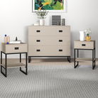 Large 3 Drawer Chest of Drawers and Pair of Bedside Tables - Elle Black Stone Range