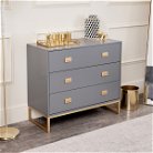 Large 3 Drawer Chest of Drawers and Pair of Bedside Tables - Elle Slate Range