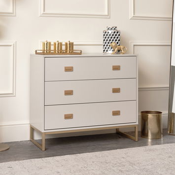 Large 3 Drawer Chest of Drawers and Pair of Bedside Tables - Elle Stone Range