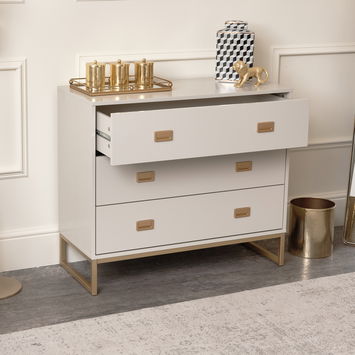 Large 3 Drawer Chest of Drawers and Pair of Bedside Tables - Elle Stone Range