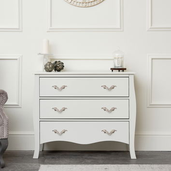 Large 3 Drawer Chest of Drawers - Elizabeth Ivory Range