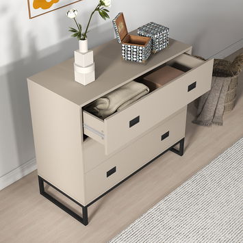 Large 3 Drawer Chest of Drawers - Elle Black Stone Range