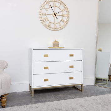 Large 3 Drawer Chest of Drawers - Elle White Range