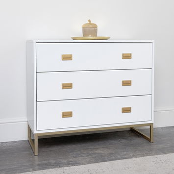 Large 3 Drawer Chest of Drawers - Elle White Range