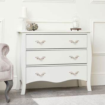 Large 3 Drawer Chest of Drawers & Pair of Bedside Tables - Elizabeth Ivory Range