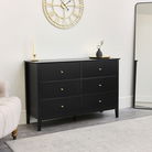 Large 6 Drawer Chest Of Drawers and Pair Of Bedside Tables - Hales Black Range