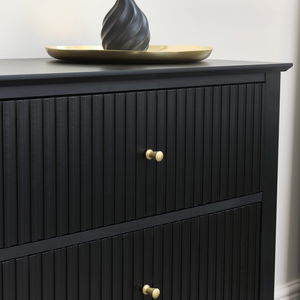 Large 6 Drawer Chest Of Drawers and Pair Of Bedside Tables - Hales Black Range