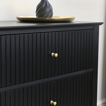 Large 6 Drawer Chest Of Drawers and Pair Of Bedside Tables - Hales Black Range