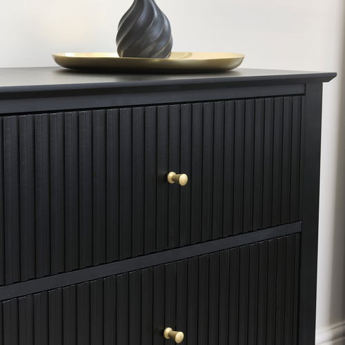 Large 6 Drawer Chest Of Drawers and Pair Of Bedside Tables - Hales Black Range